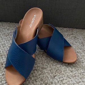 Vionic Leather Wedge Sandals Leticia
